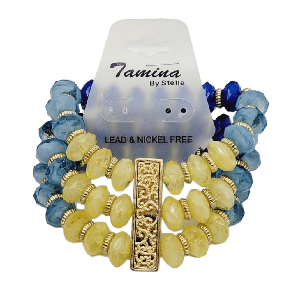 💥Tamina By Stella Bracelet - Yellow, Blue & Gold - NWT -‎